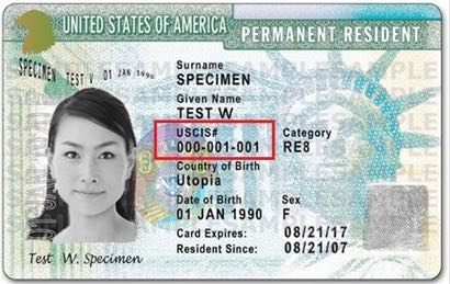 USCIS A number on Green Card